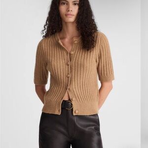 Madewell Tan Ribbed Button-Up Cardigan